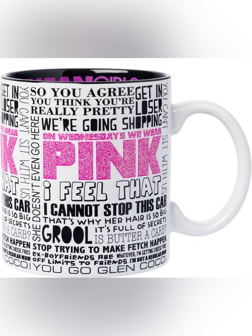 Silver Buffalo Mean Girls Iconic Quotes Glitter Ceramic Mug,